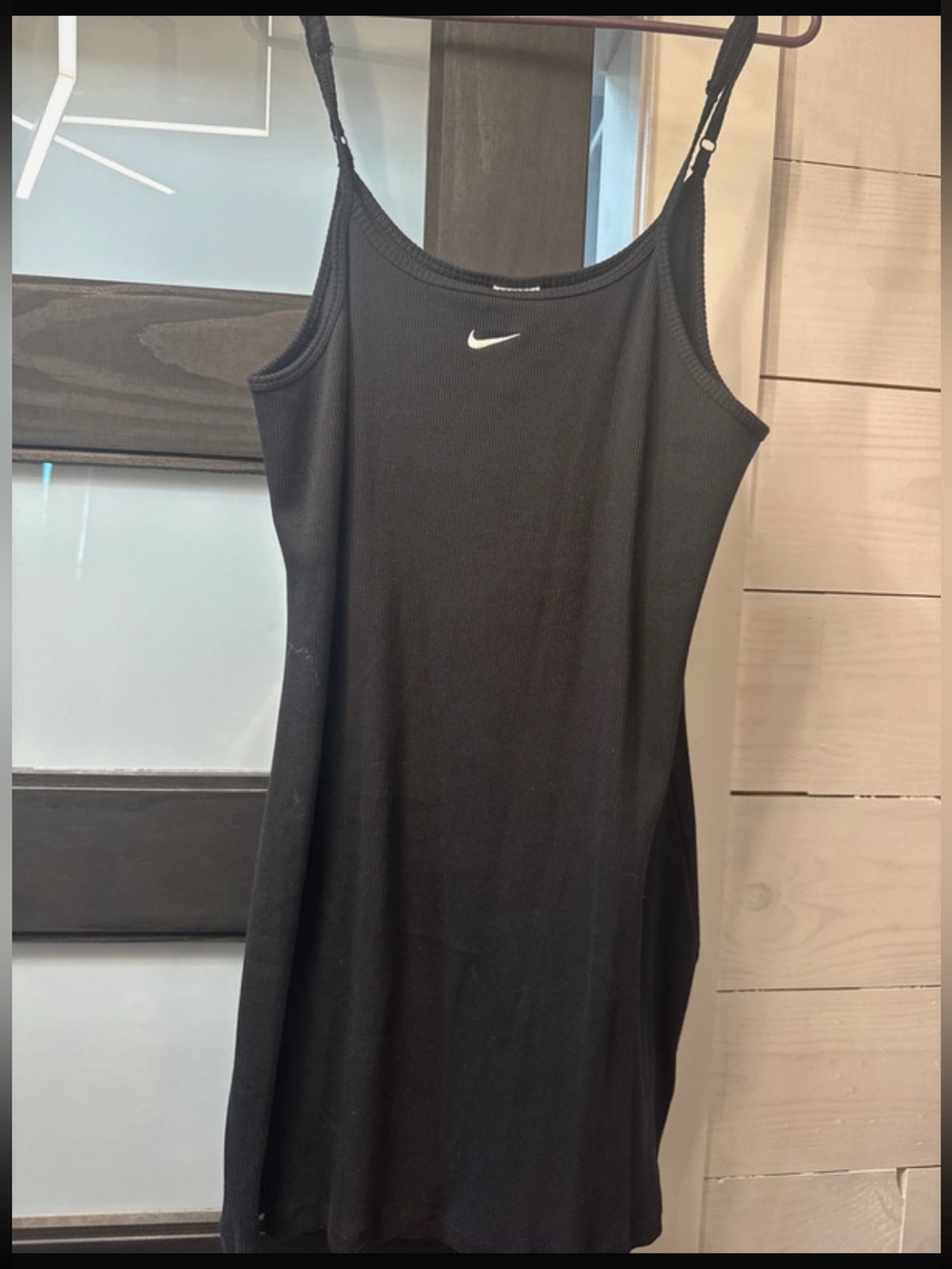 Nike Black Ribbed Mini Tank Dress with Swoosh